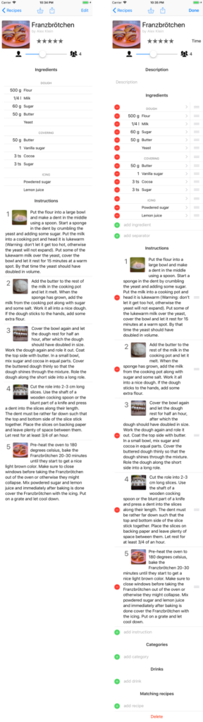 My Favorite Recipes iPhone Recipe View
