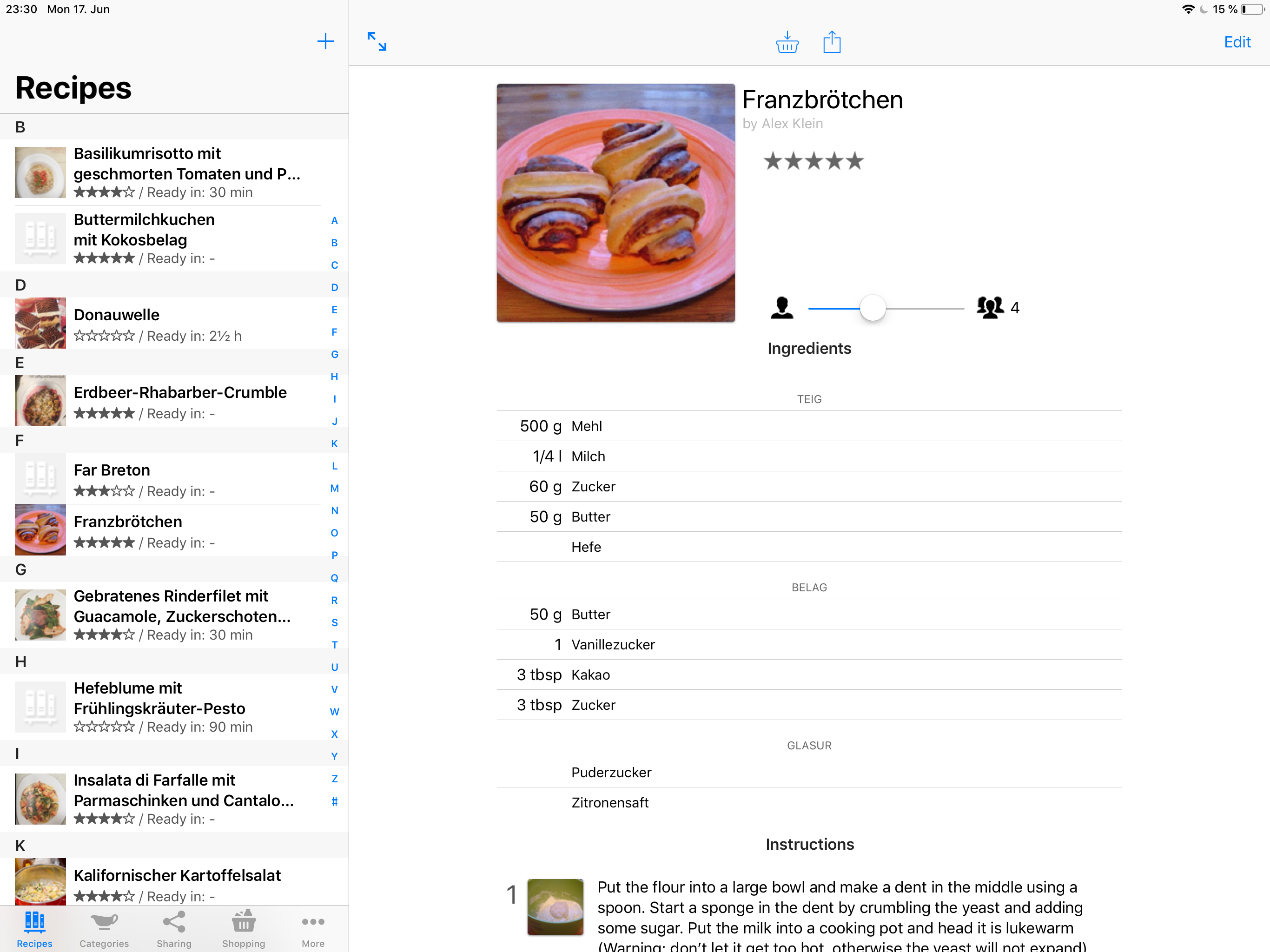 My Favorite Recipes iPad Recipe View
